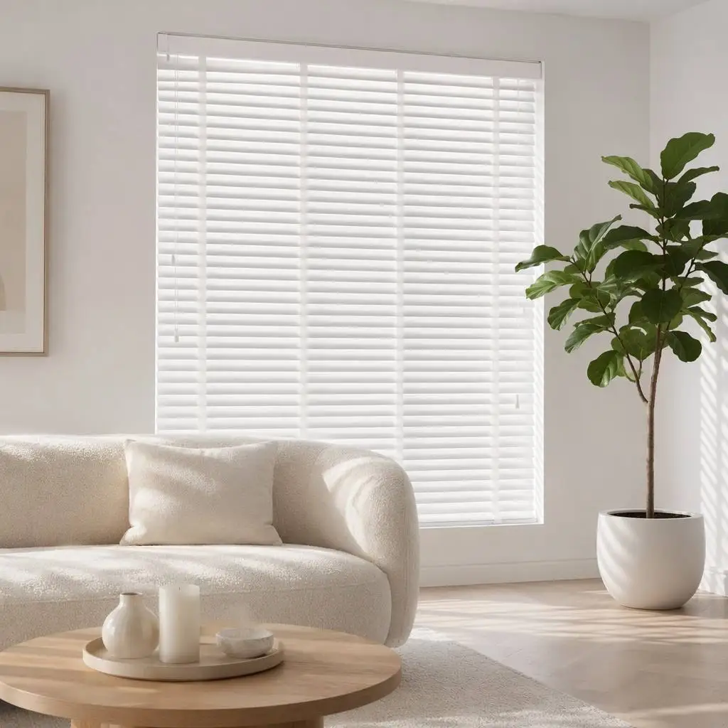Custom Size PVC Horizontal Venetian Blinds 50mm White Waterproof UV Blocking