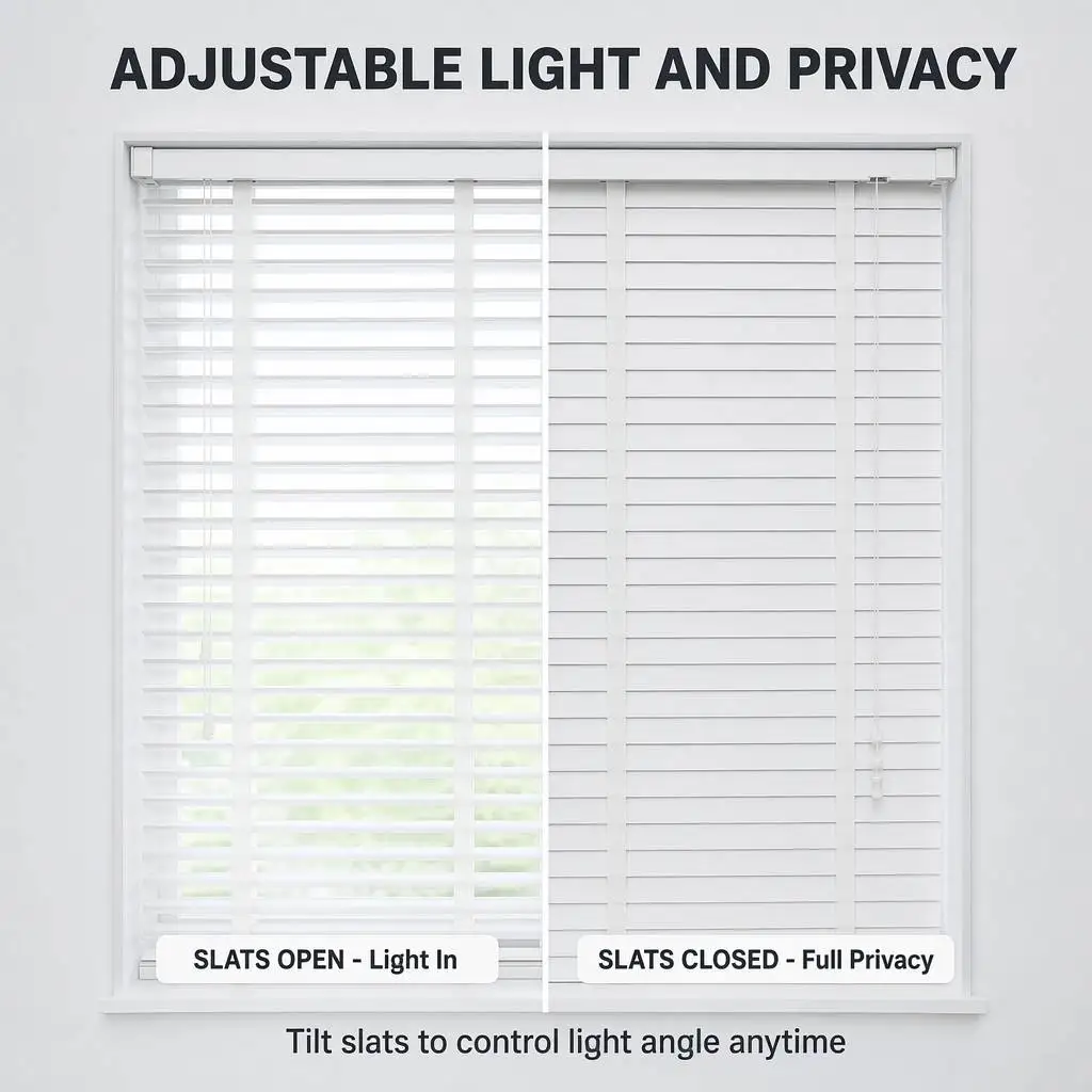 Custom Size PVC Horizontal Venetian Blinds 50mm White Waterproof UV Blocking - Image 4