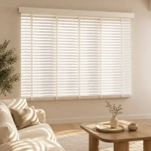 Custom Size PVC Horizontal Venetian Blinds White 50mm Slats Waterproof OEM Factory