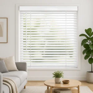 Custom Size PVC Venetian Blinds 50mm White Waterproof with Wand