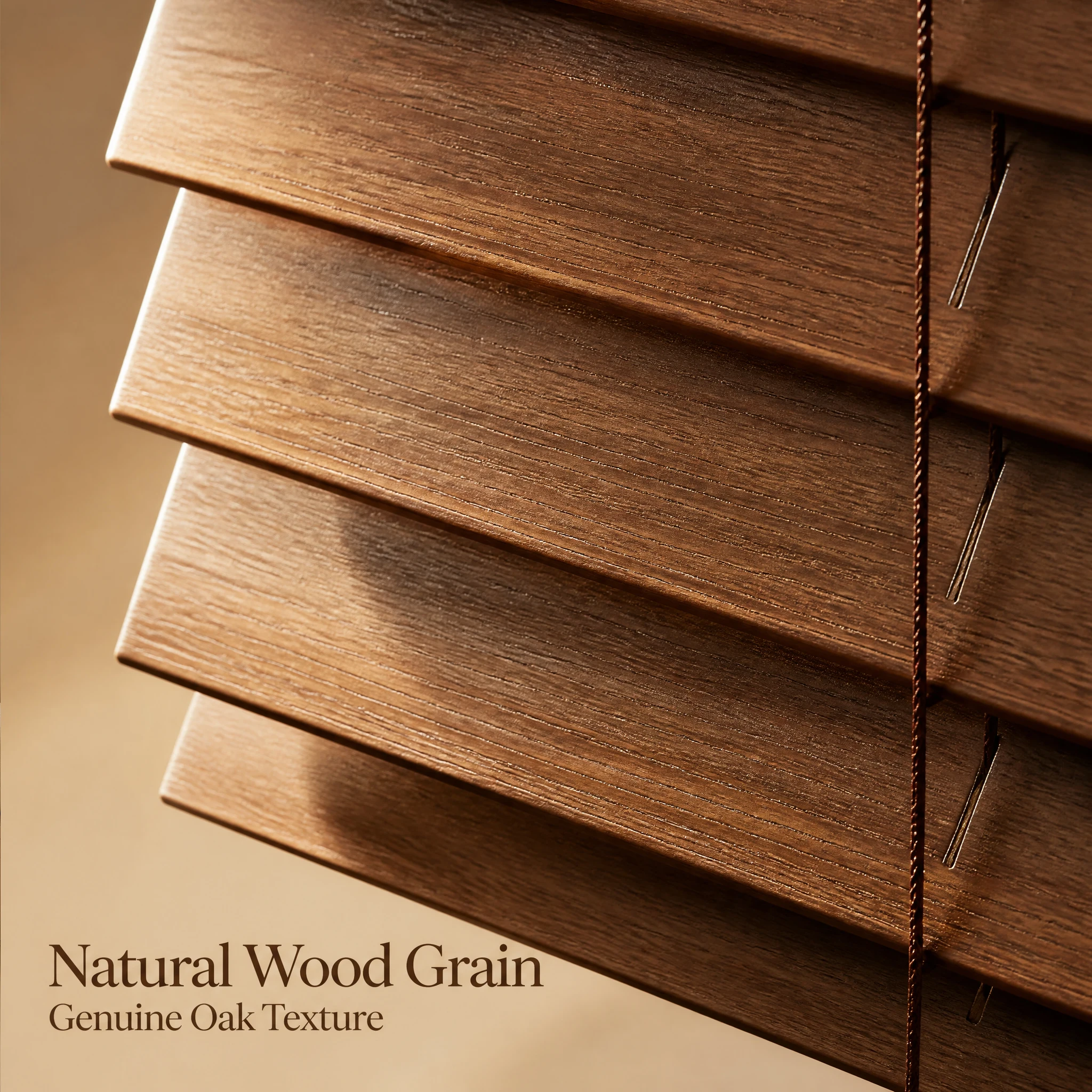 Custom Size Paulownia Wood Venetian Blinds Cord Control Black Headrail Dining Room Window - Image 3