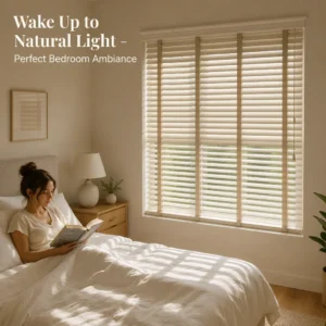 Custom Size White Painted Wood Venetian Blinds 50mm Paulownia Slats Wholesale