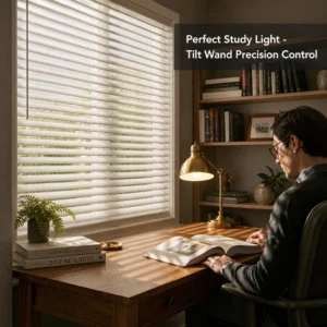 Custom Size Wood Venetian Blinds 35mm White Left Cord Right Wand