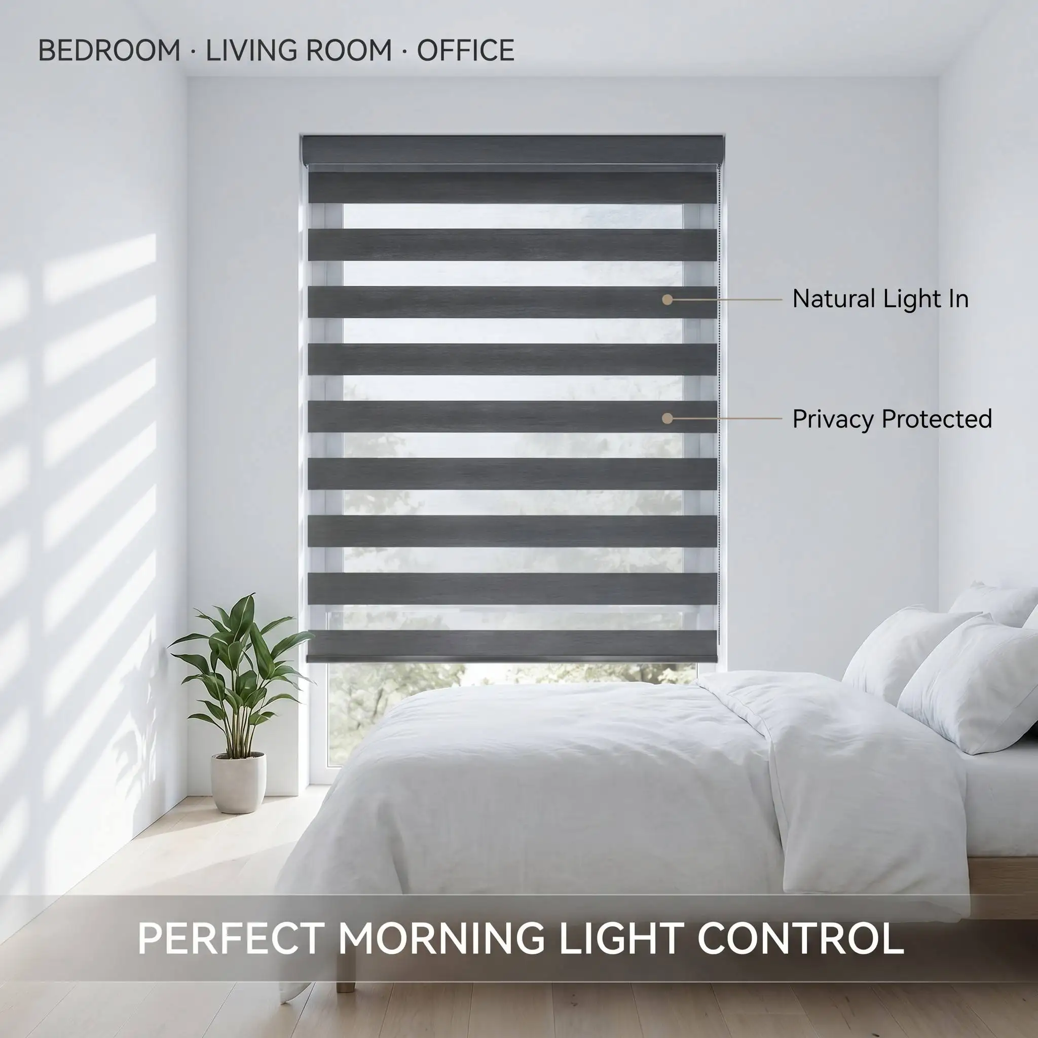 Custom Size Zebra Blinds Dual Fabric Roller Shade Inside Outside Mount OEM ODM Factory - Image 3