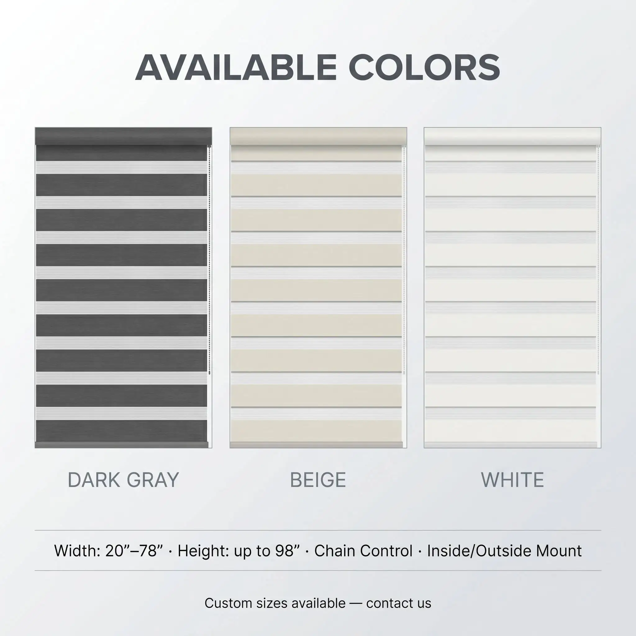 Custom Size Zebra Blinds Dual Fabric Roller Shade Inside Outside Mount OEM ODM Factory - Image 6
