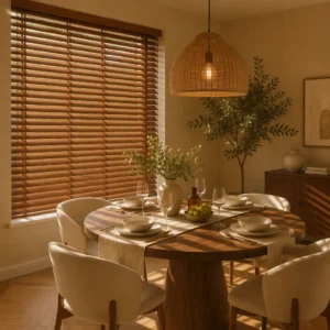 Custom Stained Solid Wood Venetian Blinds 50mm Ladder String Tilt Wand OEM Factory
