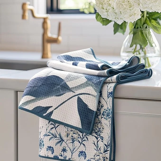 Custom Sublimation Waffle Weave Microfiber Kitchen Dish Towel 70 Percent Absorbent