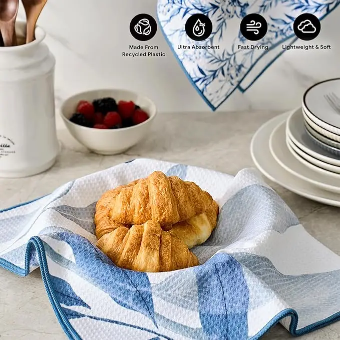 Custom Sublimation Waffle Weave Microfiber Kitchen Dish Towel 70 Percent Absorbent - Image 4