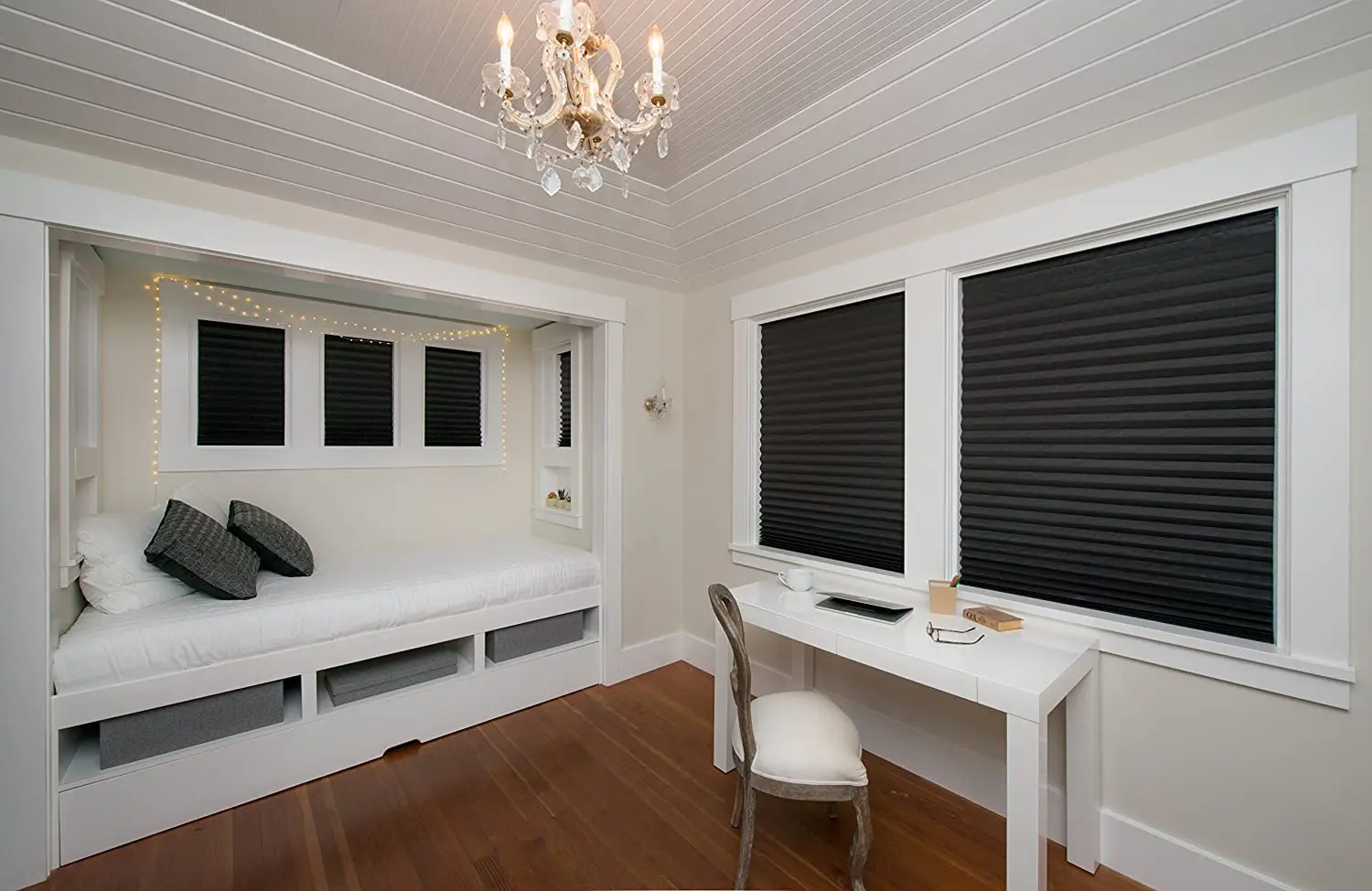 Custom Vertical Pattern Paper Blinds UV Blocking Pleated Shades Pinhole - Image 4