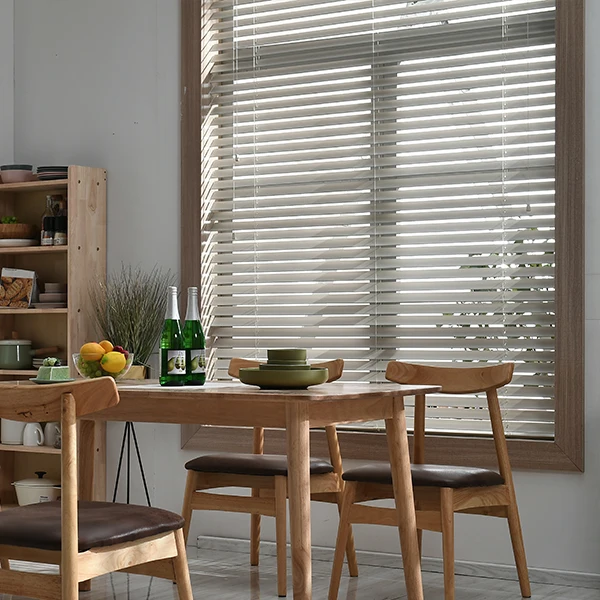 Custom Wood Venetian Blinds Brushed Slats Electric Skylight - Image 3