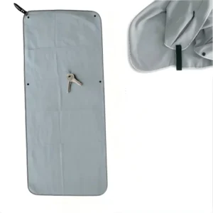 Custom Woven Fitness Microfiber Towel Quick Dry Antibacterial Zipper Pocket Sweat Absorbent Cool Magnet