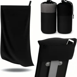 Custom Woven Fitness Sport Microfiber Square Solid Color Towel PET-Retardant Quick-Dry Antibacterial Zipper Pocket Sweat
