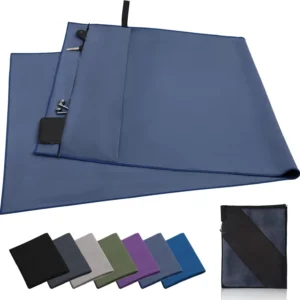 Custom Woven Fitness Sport Microfiber Square Solid Color Towel PET-Retardant Quick-Dry Antibacterial Zipper Pocket Sweat