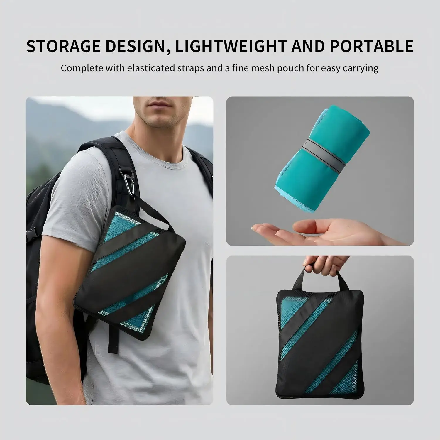 Custom Woven Square Quick-Dry Super Absorbent Cooling Microfiber Recycled Antibacterial Gym Towel - Image 2