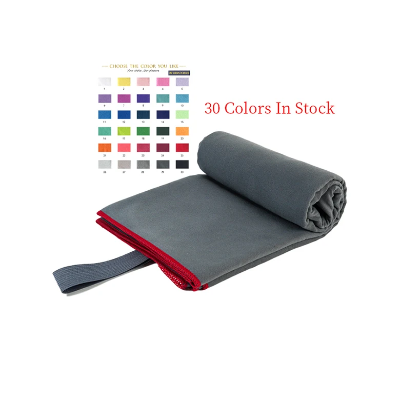 Customizable Logo Microfiber Suede Beach Towel Quick Dry Lightweight Blue Grey Low MOQ