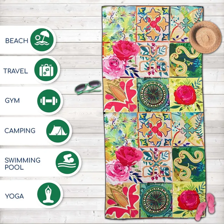 Customizable Microfiber Beach Towel Quick Dry Antimicrobial Colorful Summer - Image 6