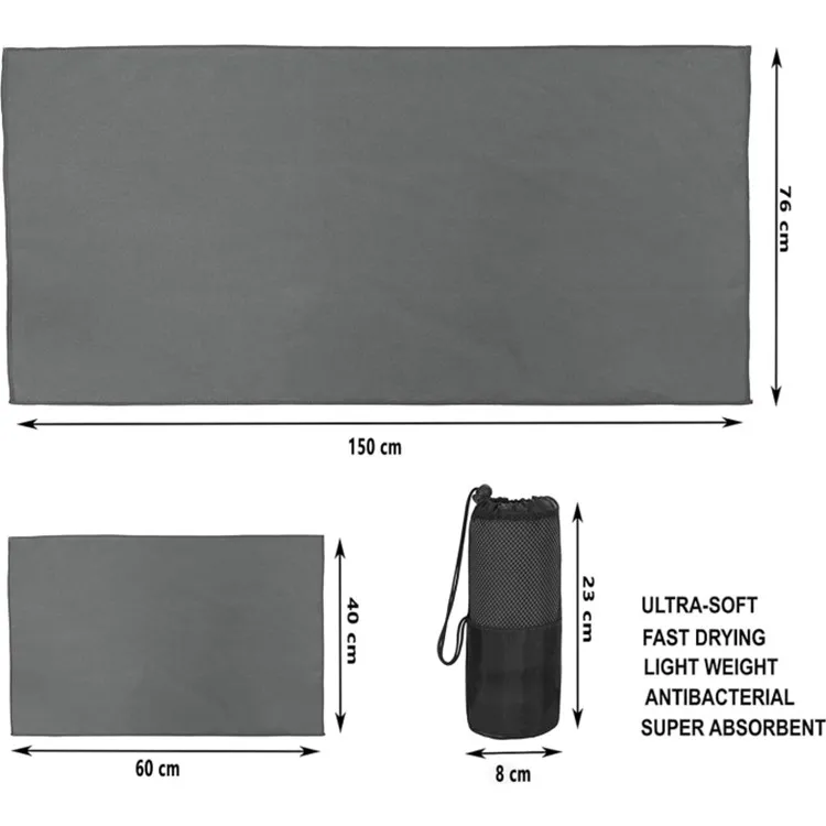 Customizable Microfiber Camping Towel Quick Dry Lightweight Absorbent Mesh Bag Round Logo - Image 3