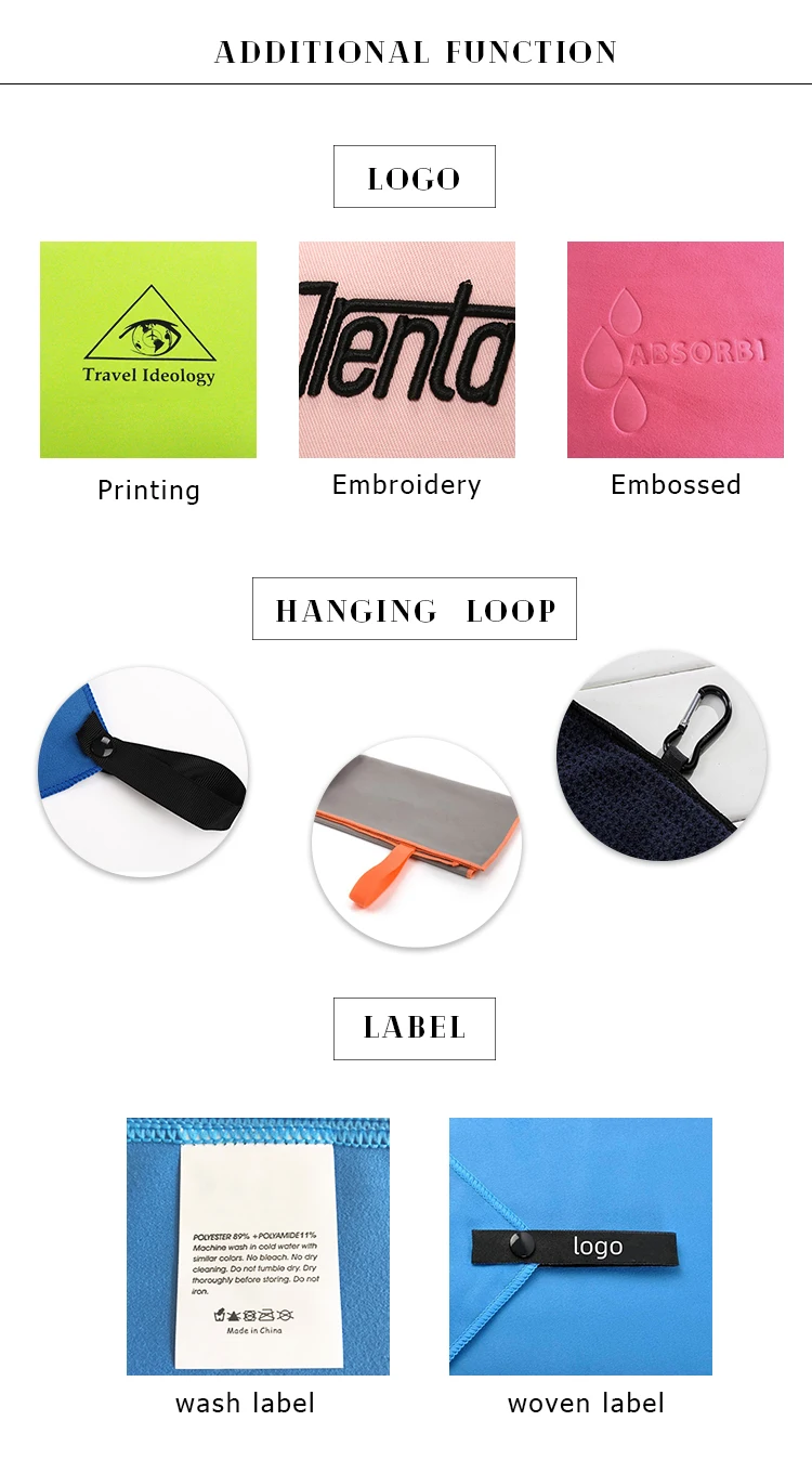 Customizable Microfiber Sport Towel Anti-Slip Beach Towel with Pocket Pillow - Image 5
