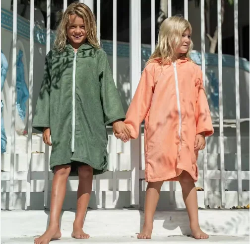 Customizable Summer Knitted Plaid Beach Bath Robe Parent-child Set Quick Drying Microfiber - Image 2