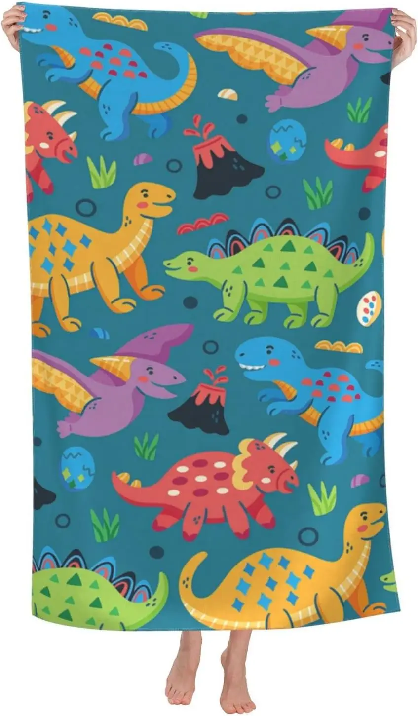 Customized Dinosaur Microfiber Beach Towel for Kids Boys Summer Swim Travel Bath - Image 2