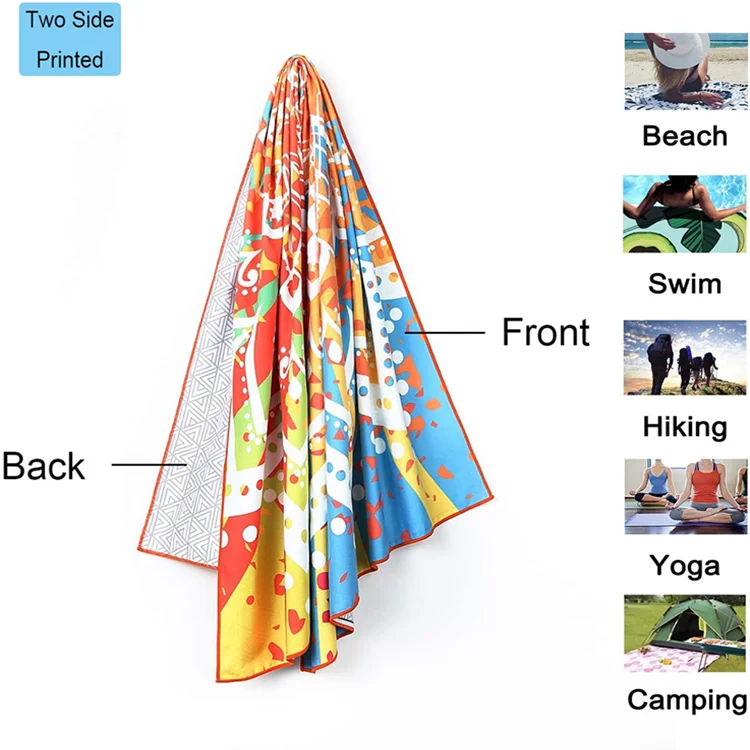 Customized Double-Sided Microfiber Beach Towel Quick Dry Sublimation Printing Logo Pattern - Image 4