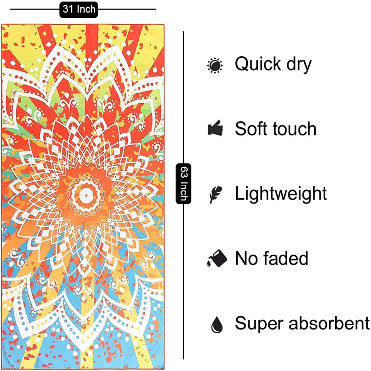 Customized Double-Sided Microfiber Beach Towel Quick Dry Sublimation Printing Logo Pattern - Image 5