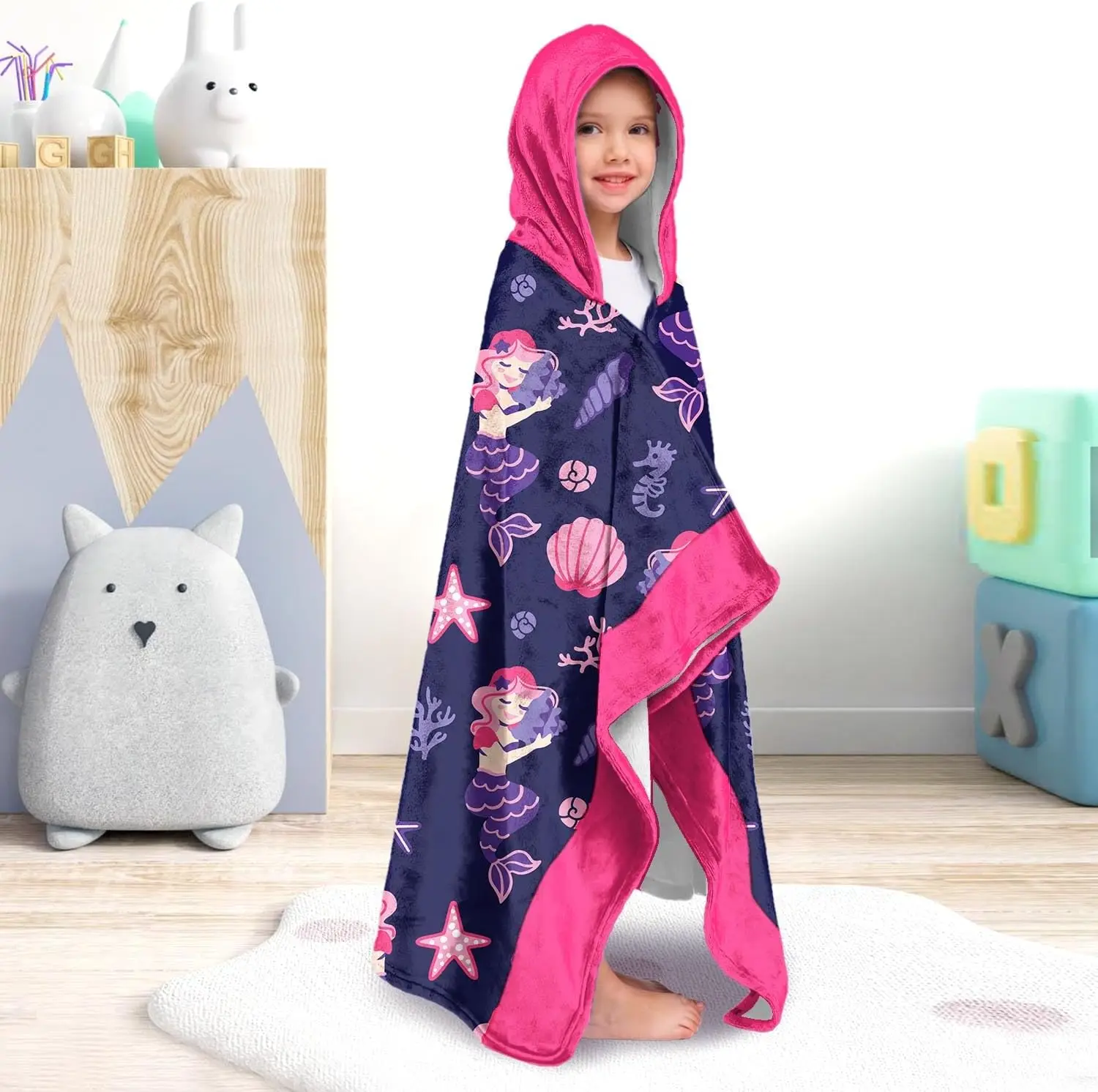 Customized Eco-Friendly Absorbent Antimicrobial Quick-Dry Microfiber Beach Poncho - Image 3