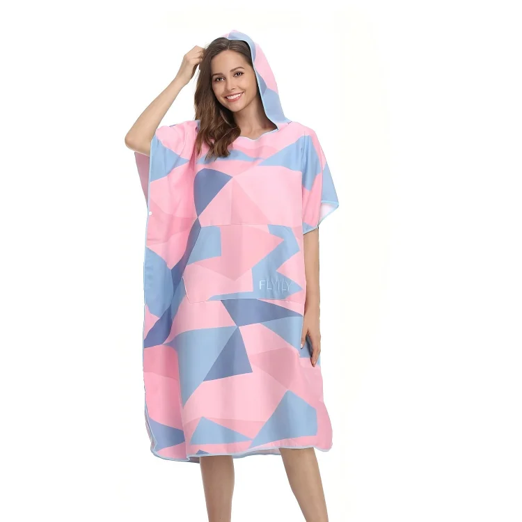 Customized Eco-Friendly Absorbent Suede Hooded Microfiber Surf Poncho Quick-Dry Antimicrobial