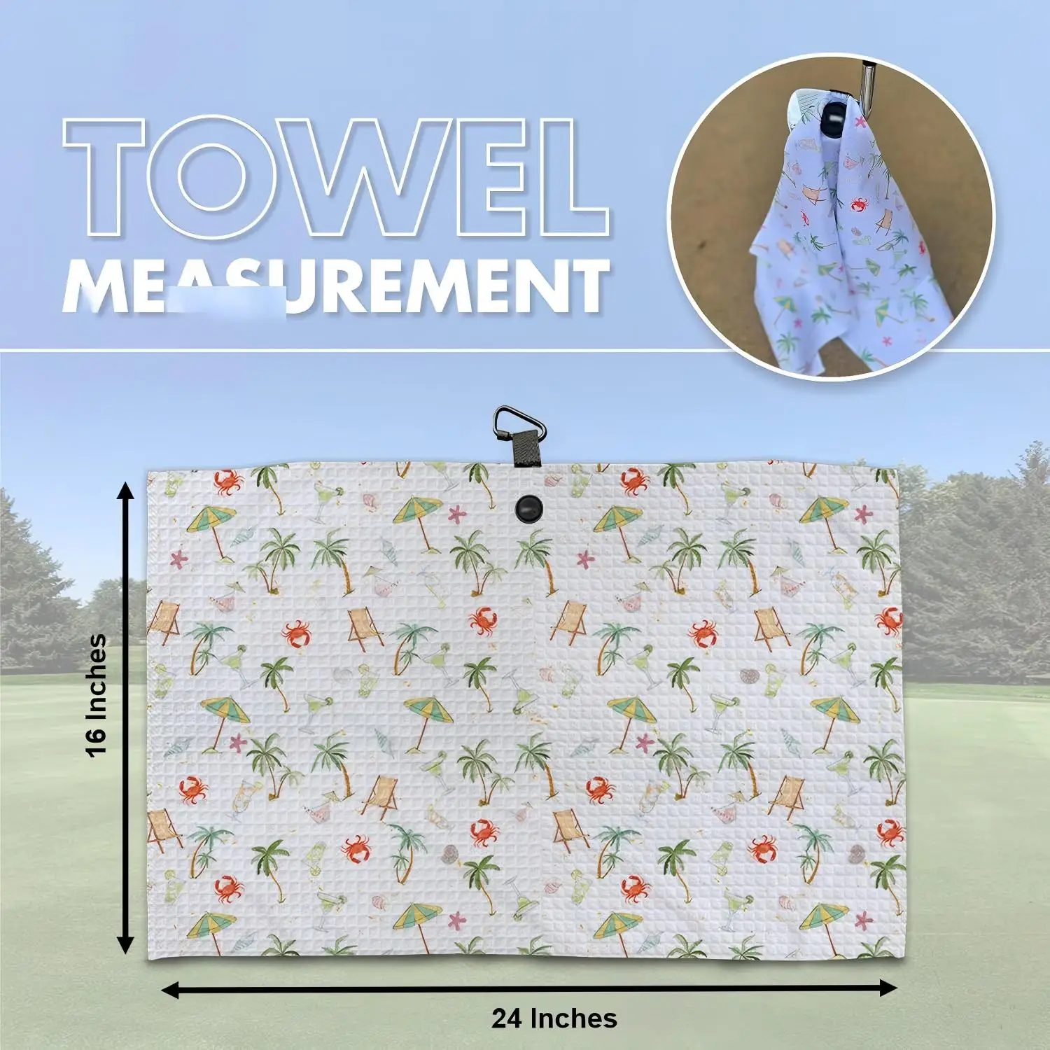 Customized Golf Towel Woven Microfiber Waffle Roll Rectangle Quick-Dry Lightweight - Image 3