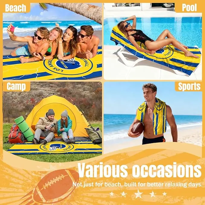 Customized LA Football Beach Towel Microfiber Digital Print Quick-dry Pineapple Plaid - Image 2