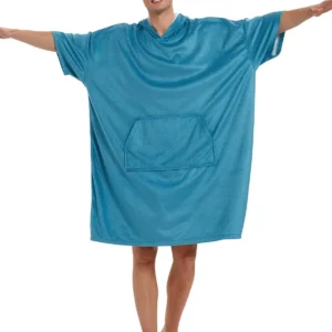 Customized Logo Microfiber Hooded Beach Towel Solid Color Surf Poncho for Adults