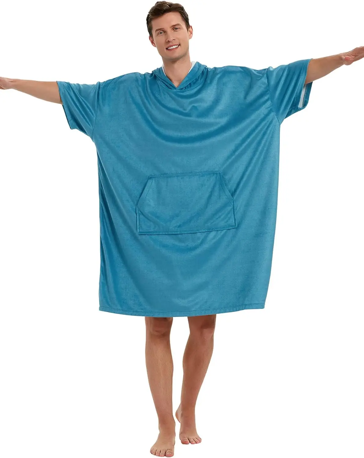 Customized Logo Microfiber Hooded Beach Towel Solid Color Surf Poncho for Adults