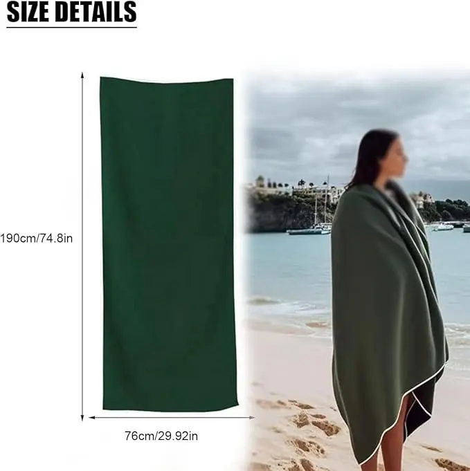 Customized Logo Microfiber Hooded Beach Towel Solid Color Surf Poncho for Adults - Image 2