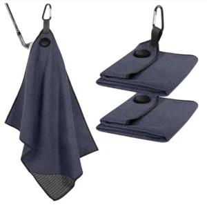 Customized Logo Microfiber Waffle Golf Towel Magnetic Button Carabiner Clip