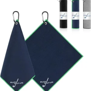 Customized Logo Microfiber Waffle Golf Towel with Clip for Ball Clean