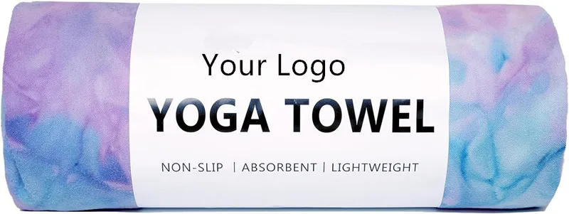 Customized Logo Microfiber Woven Quick-Dry Yoga Towel with Grip Dots Non-Slip