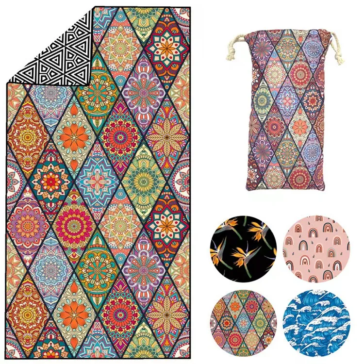 Customized Logo Sand Free Microfiber Beach Towels 200 Gsm Quick-dry Absorbent