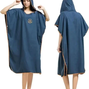 Customized Logo Solid Color Microfiber Hooded Beach Towel Poncho for Adults