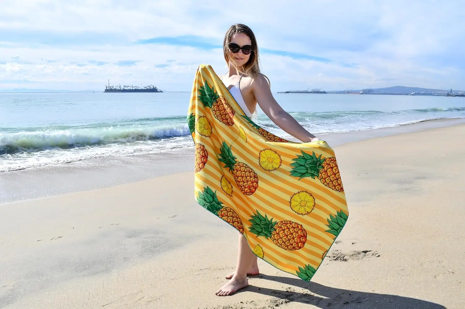 Customized Microfiber Beach Towel Digital Print Quick-Dry Pineapple Plaid - Image 3