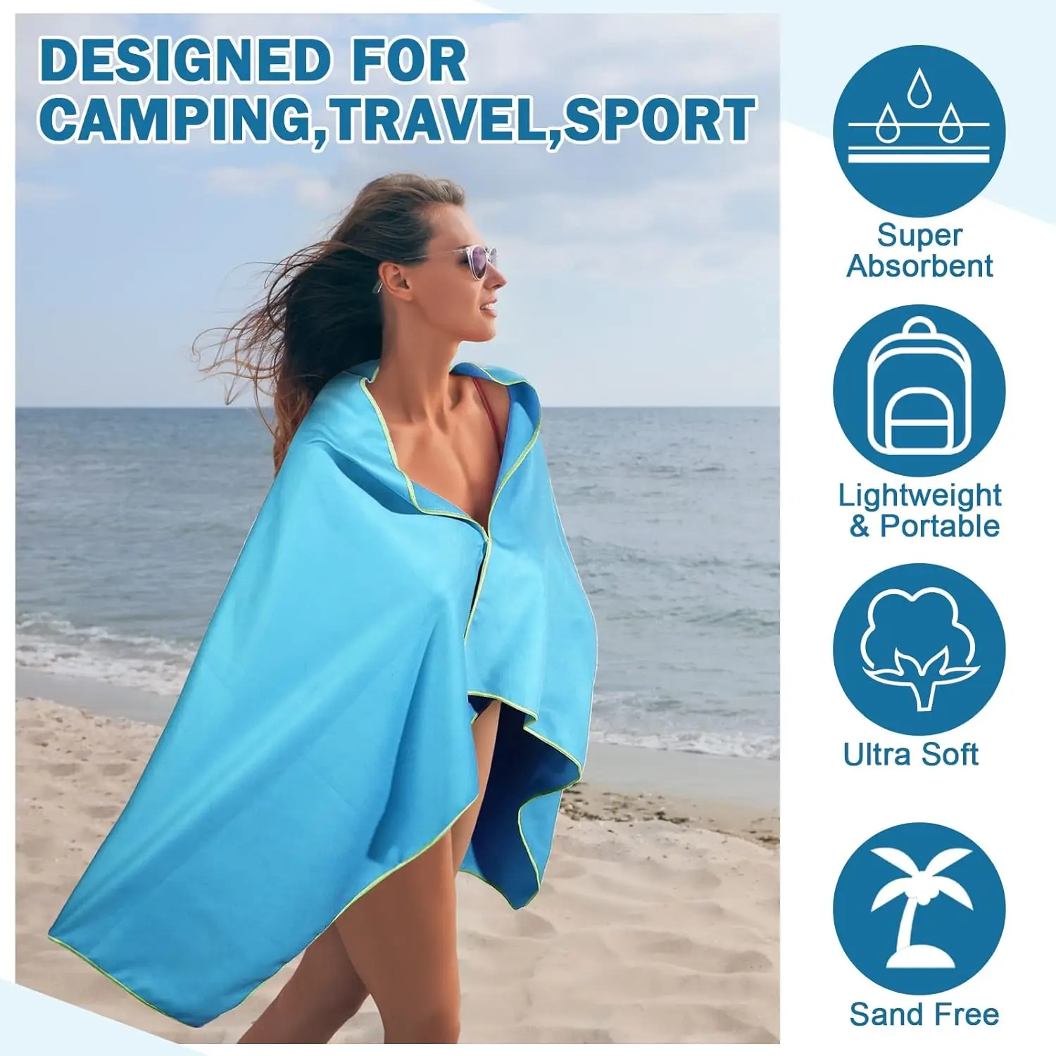 Customized Microfiber Beach Towel with Logo Quick Dry Lightweight Travel - Image 4