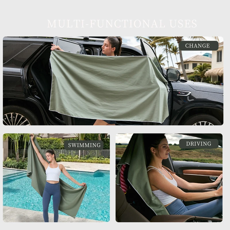 Customized Microfiber French Terry Quick-Dry Sports Towel with Magnet Clip for Gym Beach - Image 2