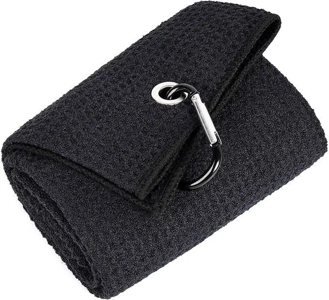 Customized Microfiber Golf Towel with Magnet Hook Sublimated Waffle Design