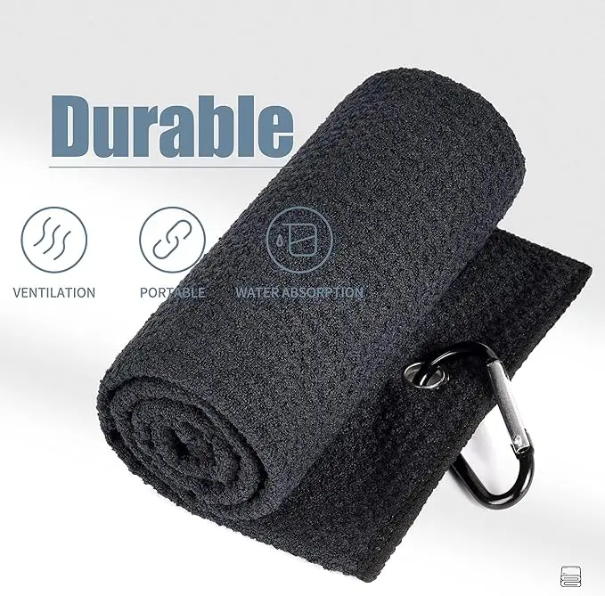 Customized Microfiber Golf Towel with Magnet Hook Sublimated Waffle Design - Image 2