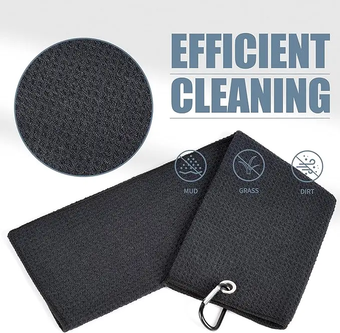Customized Microfiber Golf Towel with Magnet Hook Sublimated Waffle Design - Image 4