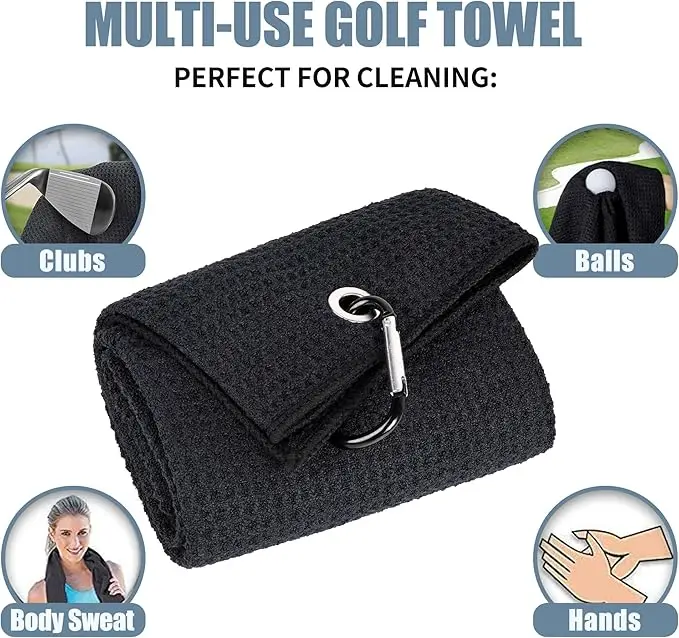 Customized Microfiber Golf Towel with Magnet Hook Sublimated Waffle Design - Image 5