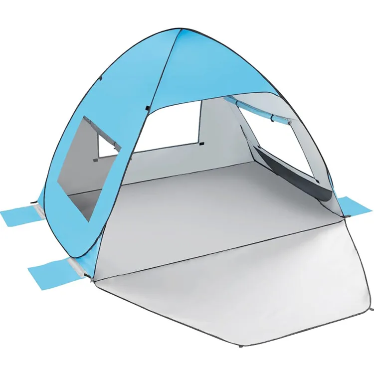 Customized Polyester Beach Tent UPF50 Waterproof Windproof Silver Coated Stable