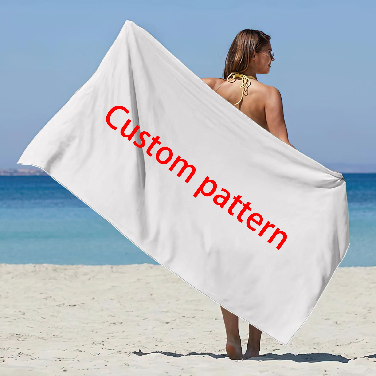 Customized Size Luxury Sand Proof Microfiber Beach Towel with Hand Strap Loop Custom Pattern