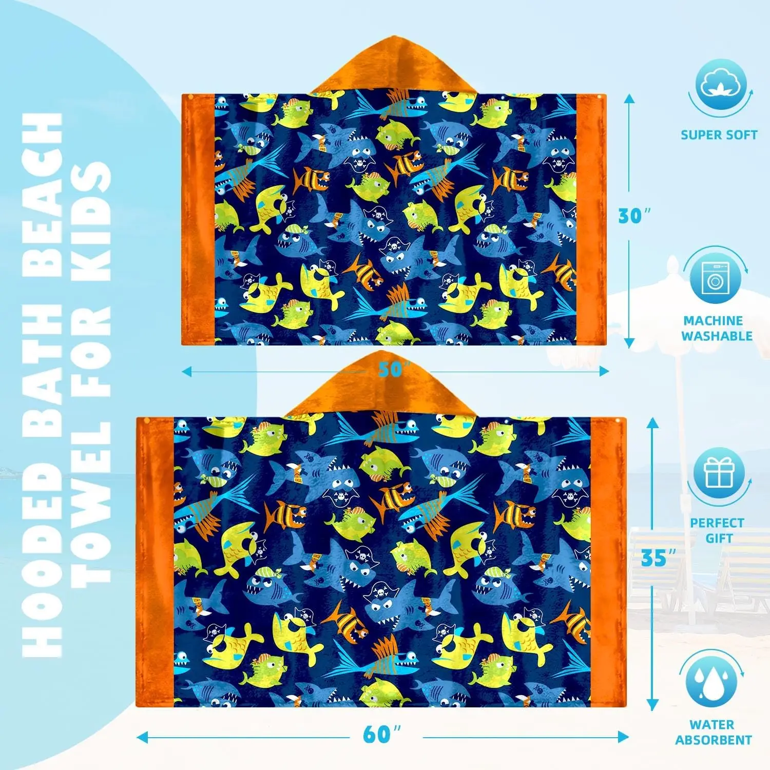 Customized Summer Beach Towel Eco-Friendly Absorbent Suede Hoodie Sustainable Microfiber Antimicrobial Quick-Dry Soft - Image 5