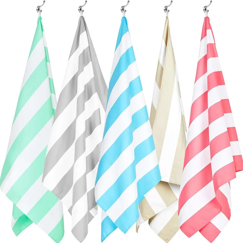Customized XL Striped Suede Microfiber Beach Towel Lightweight Compressed Embroidered Logo - Image 3