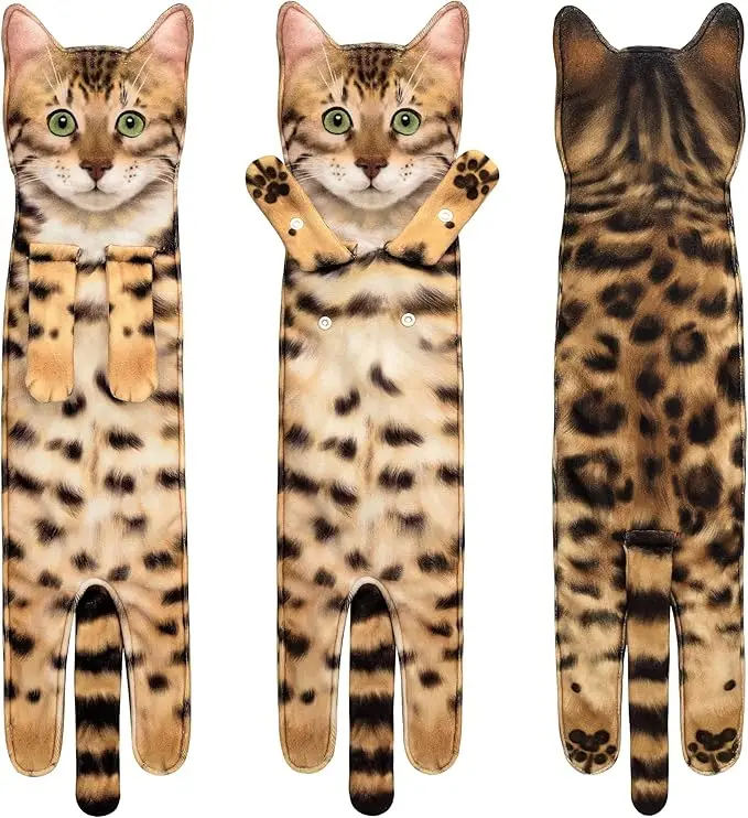 Cute Cat Funny Hand Towels Microfiber Super Absorbent Quick-Dry Animal Print Bathroom Kitchen Decor Gift Cat Lovers - Image 5